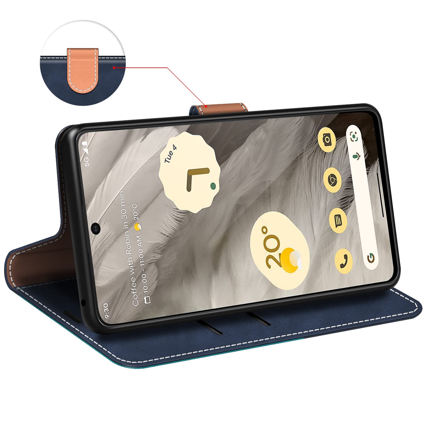 Mulbess Custodia Magnetica A Portafoglio Per Xiaomi Redmi 9A: Cover Flip In Pelle Sintetica Con Fessure Carte E Supporto Video - Blu Mint