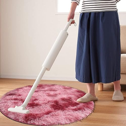 Miniatura 2 de Alfombra redonda roja esponjosa para habitación de niños y niñas, alfombra circular peluda de 2.6 pies para dormitorio de adolescentes, alfombra