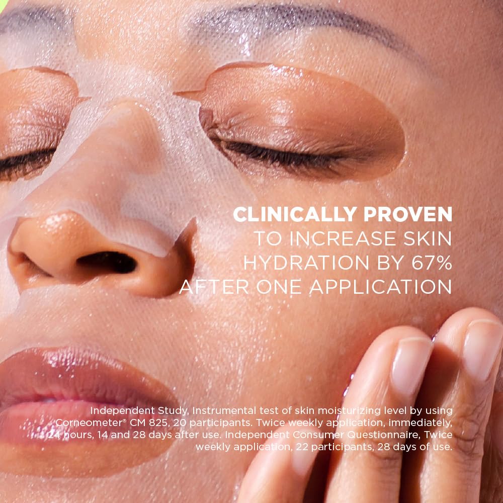 Skin Republic Maska z kwasem hialuronowym i kolagenem, nawilżająca maska na twarz z kwasem hialuronowym i kolagenem, biodegradowalna, 10 sztuk w opakowaniu (10 sztuk)