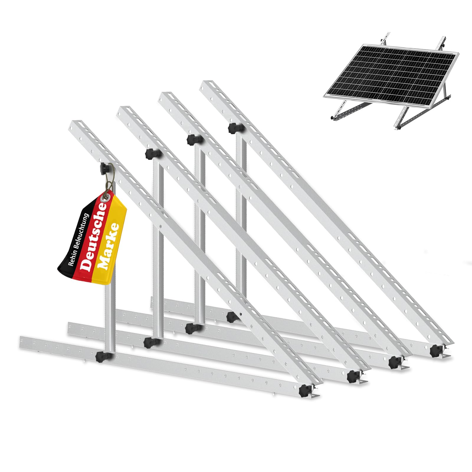 Solarpanel Halterung Flachdach, 114 cm Solarmodul Halterung, Balkonkraftwerk Halterung für Solarpanel 100W-800W Winkel Einstellbar 0-90° für Dachhalterungen, Pv Modul Solarmodule 2 Sets