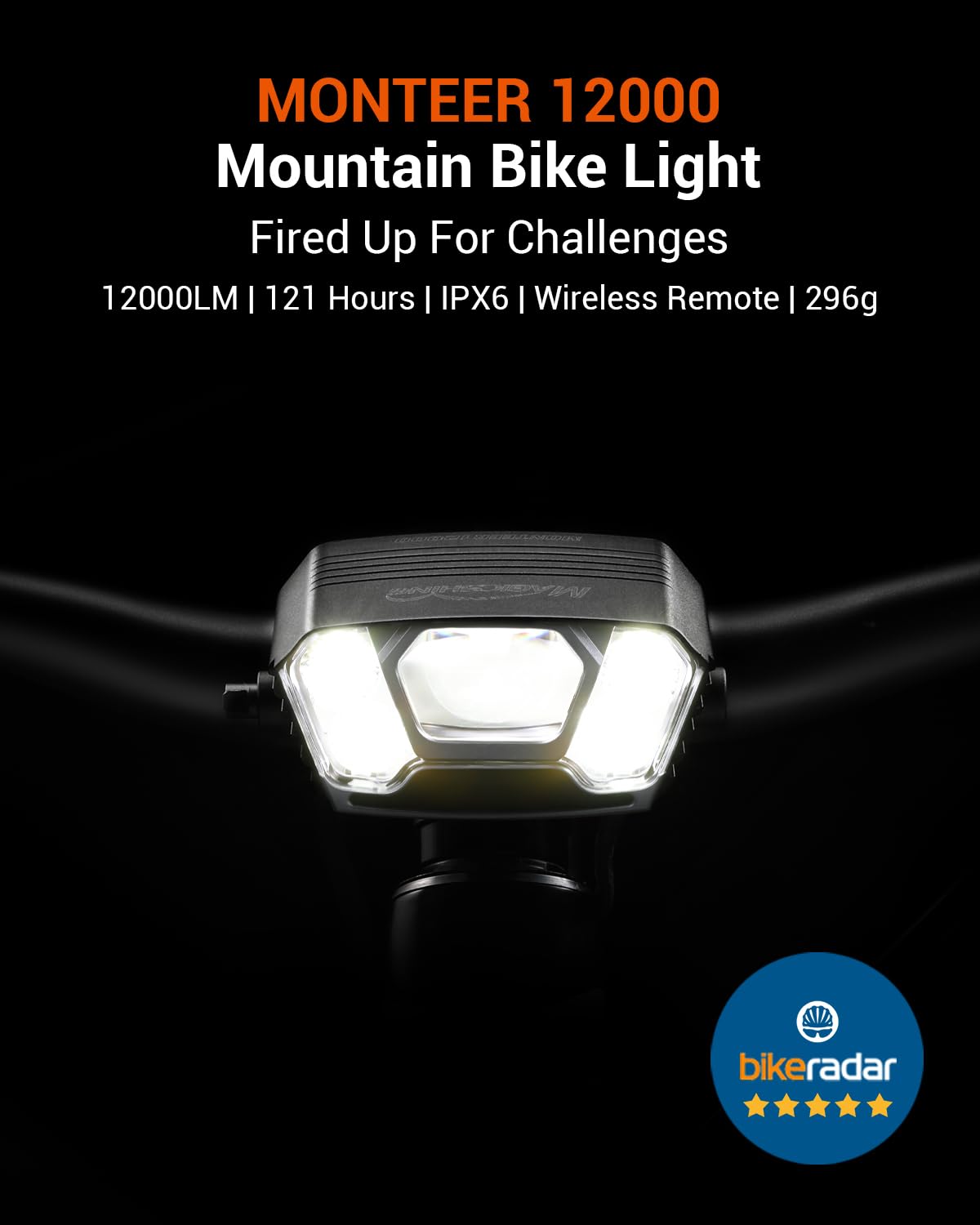 Magicshine MONTEER 12000 Mountain Bike Light,IPX6 Waterproof 12000 Lumen Max Output,20,000mAh Type-C Battery Pack with Reverse Charging Ultimate MTB Light