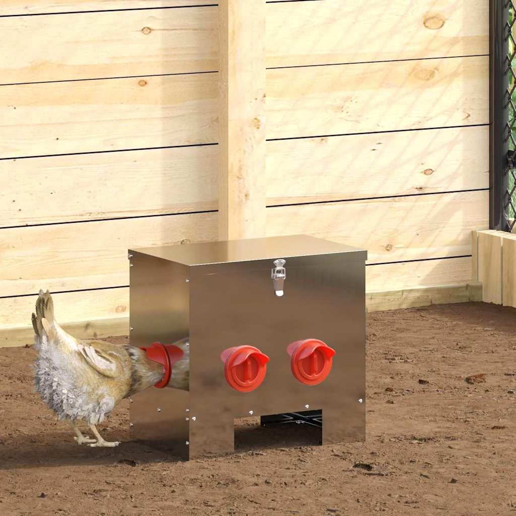 Comedero para gallinas (40,5 x 25 x 38 cm, acero galvanizado)