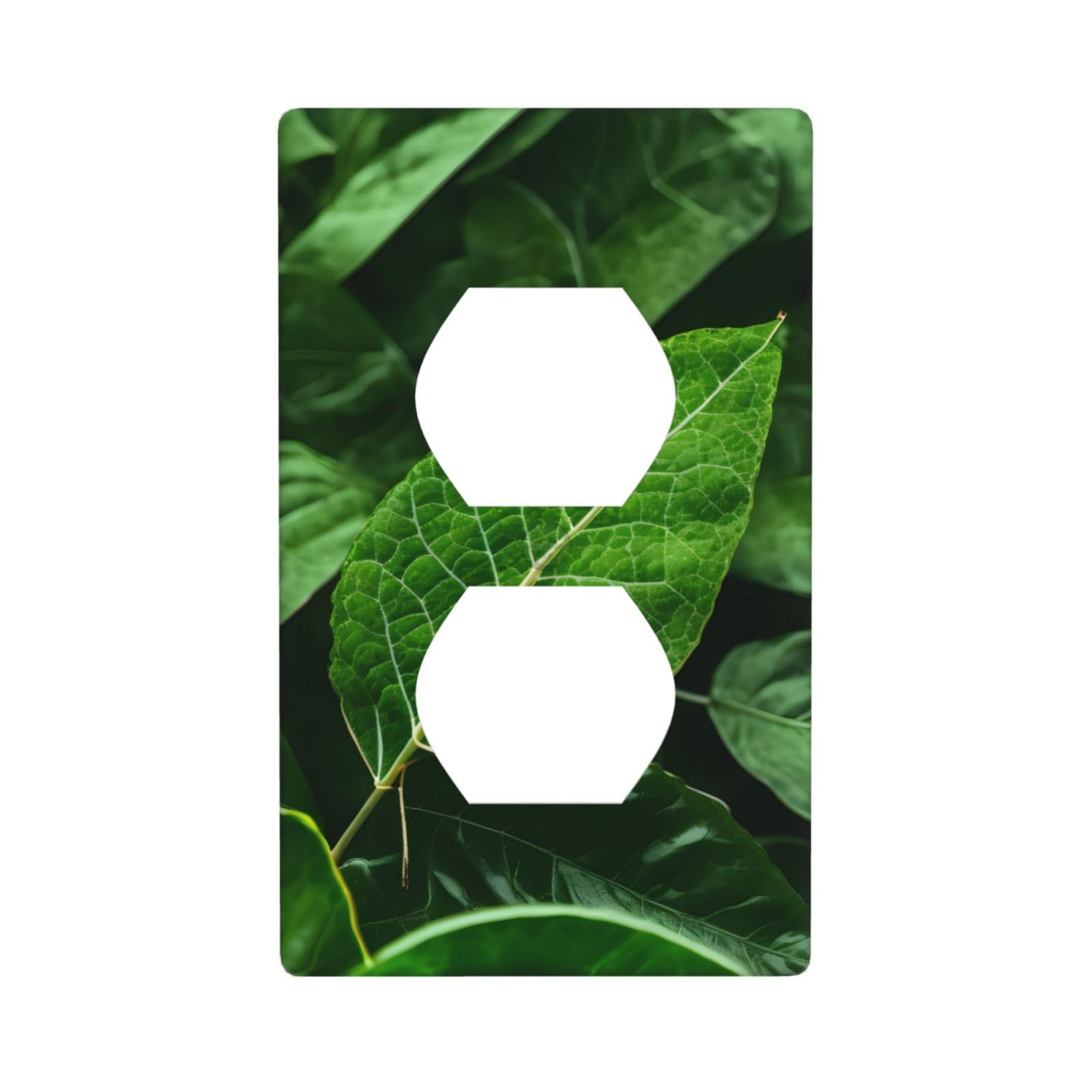 Green Leaf Nature Decorative Switch Plate Cover-Unbreakable Polycarbonate Wall Plate for Home Office, 1 Gang with Screws