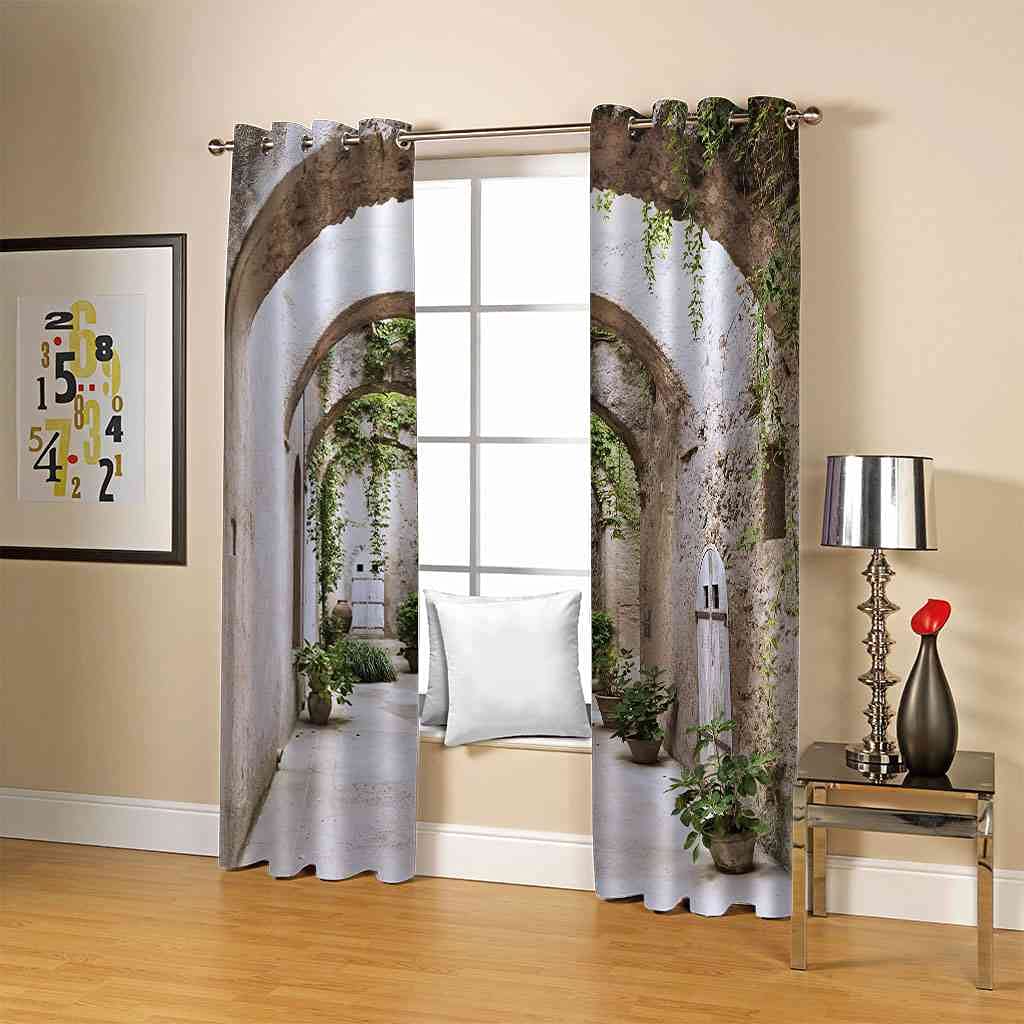 EHZQX Gordijn Verduisterende 2 Panelen Zachte Polyester Thermische Geïsoleerde Decoratieve Woonkamer Kinderkamer Gordijnen Oogje 3D Printing Witte Bloem Art Verduisterende Gordijnen Voor Slaapkamer 183x214cm