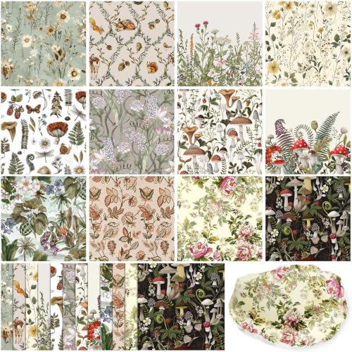 120 Pack 13 Inch Thanksgiving Cottagecore Woodland Decoupage Paper Napkins | Vintage Mushroom Napkins for Decoupage, Fall Forest Decorative Cocktail Napkin for DIY Craft Furniture Decor