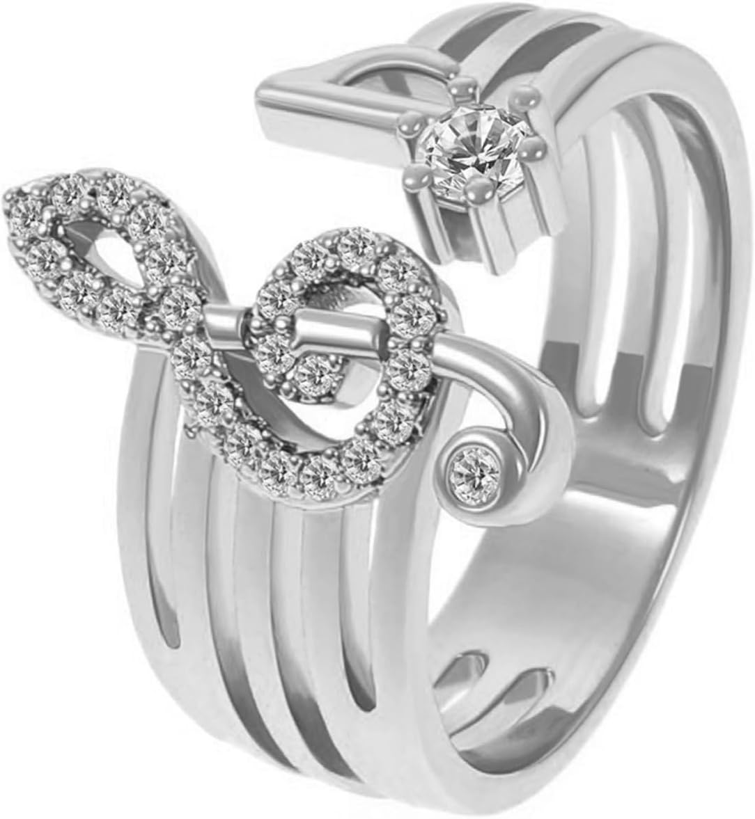 2pcs Musical Note Ring Girl Rings Adjustable Rhinestone Decor Ring Jewelry Wedding Decorations for Gemstone Rings Music Finger Rings Music Note Ring Opening Ring Ladies Rings Alloy