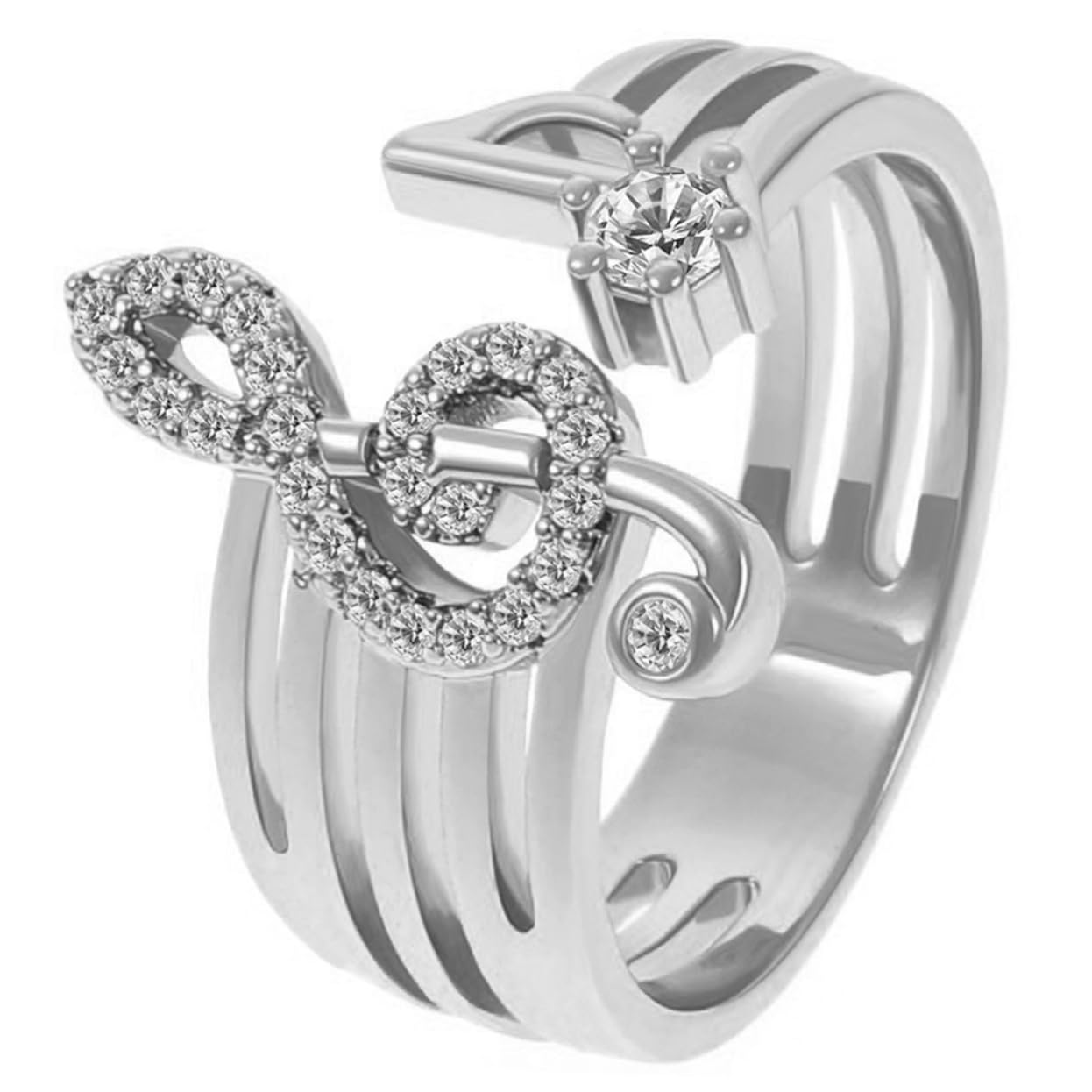 2pcs Musical Note Ring Girl Rings Adjustable Rhinestone Decor Ring Jewelry Wedding Decorations for Gemstone Rings Music Finger Rings Music Note Ring Opening Ring Ladies Rings Alloy