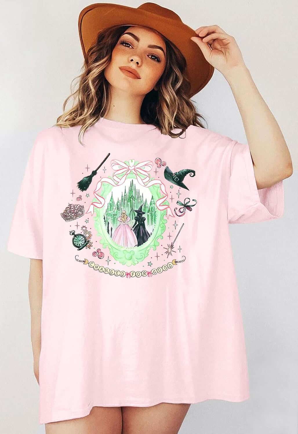 Oversized Witch Shirts Women Changed for Good Shirt Princess Bow T-Shirt Musical Movie Shirt Magical Kingdom Tops - Image 4