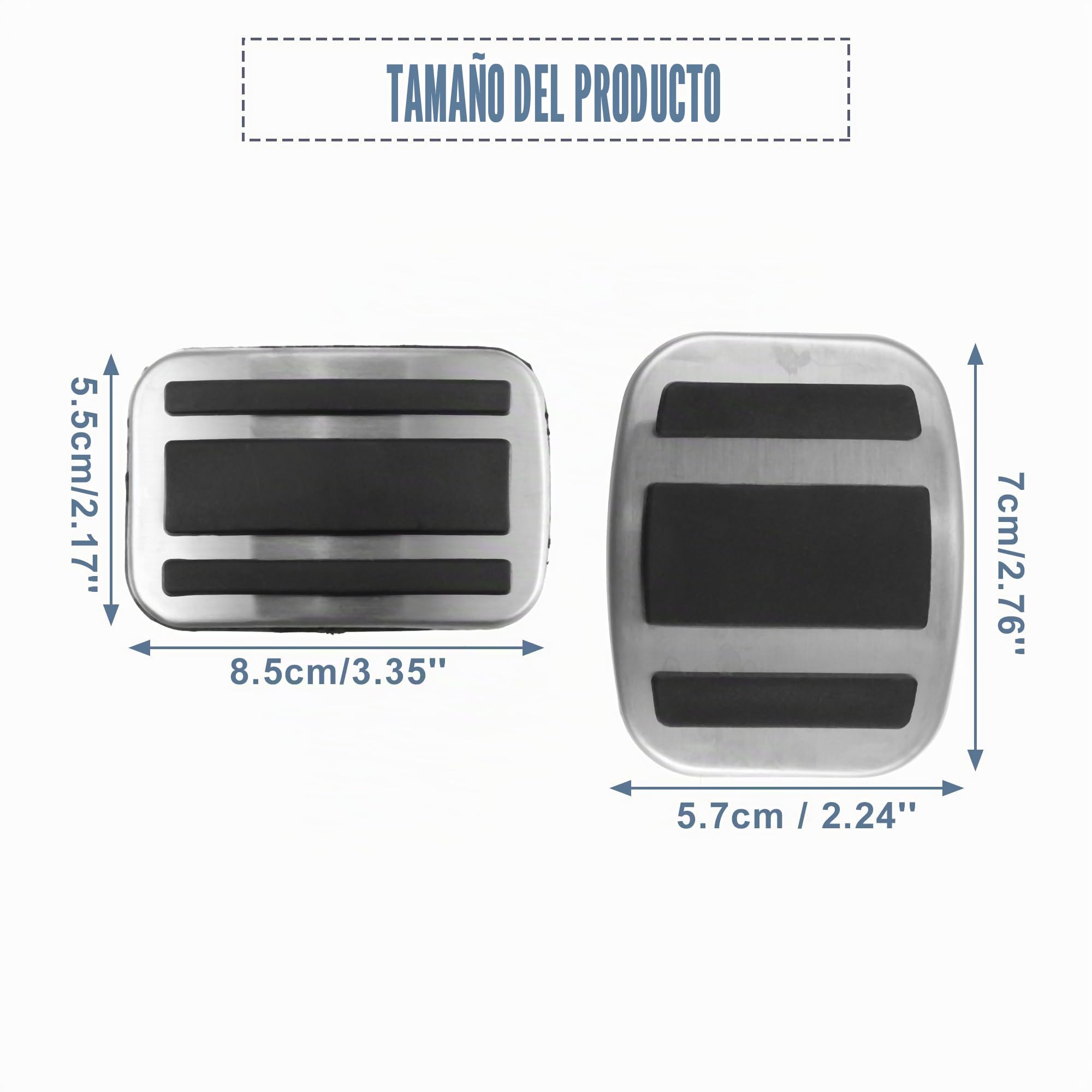 A ABSOPRO 3 Piezas Cubiertas De Pedal Para Peugeot 3008 17-21 | Material: Aleacion De Aluminio Y Caucho, Color: Negro Y Plateado, Para Peugeot 5008 19-21, Instalacion Sin Taladrar