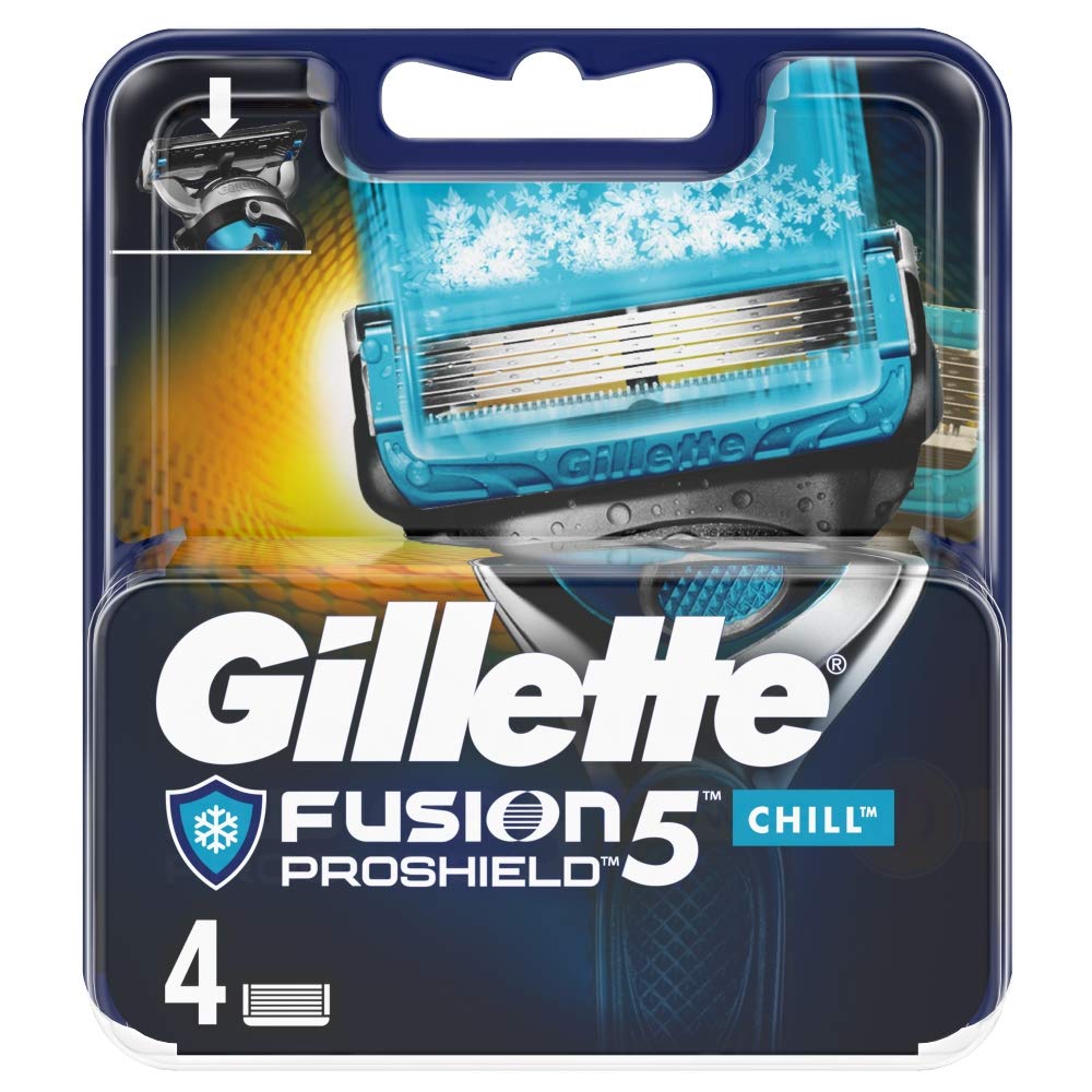 Gillette Fusion ProShield Chill Blades - 5 Blade Razor Cartridge - 4 Count - Men's Shaving Razor Blades