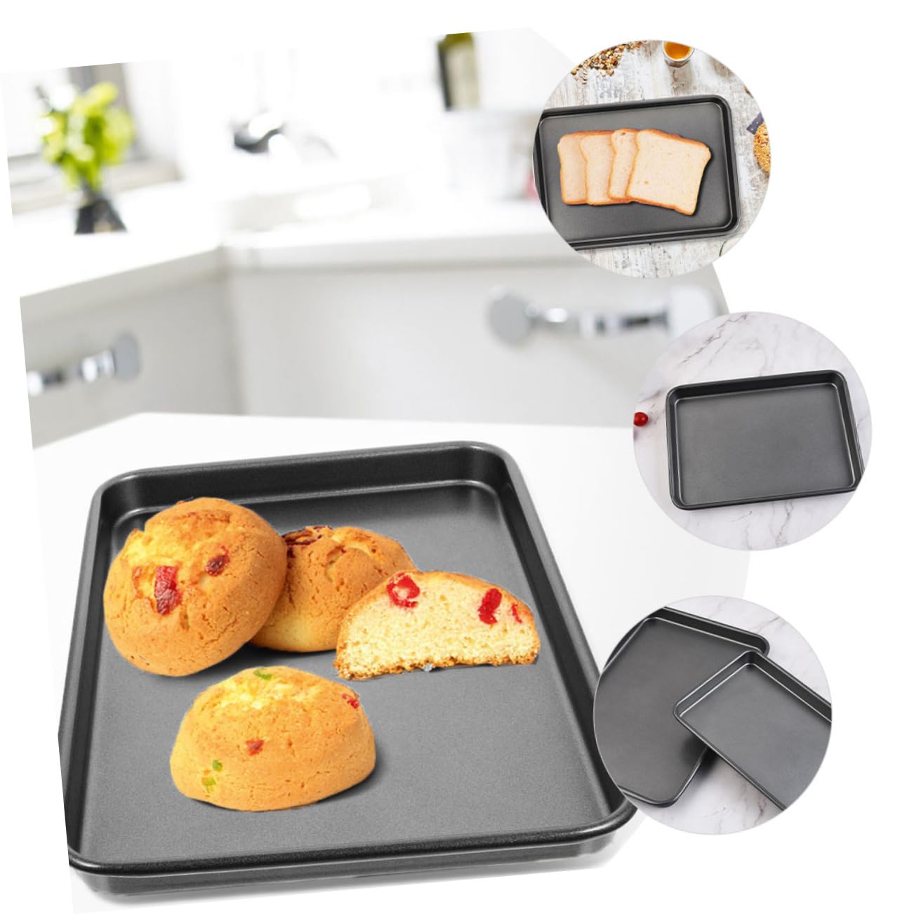 Set di 2 Teglie Forno Rettangolari in Acciaio al Carbonio Nero