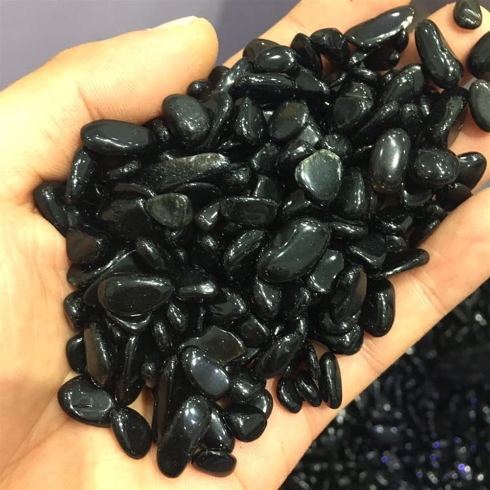 Natürlicher Kristall, grobe Heimdekoration, natürlicher schwarzer Obsidian, Trommelstein, polierte Kristallsteine Haus Dekoration(Size:400g)