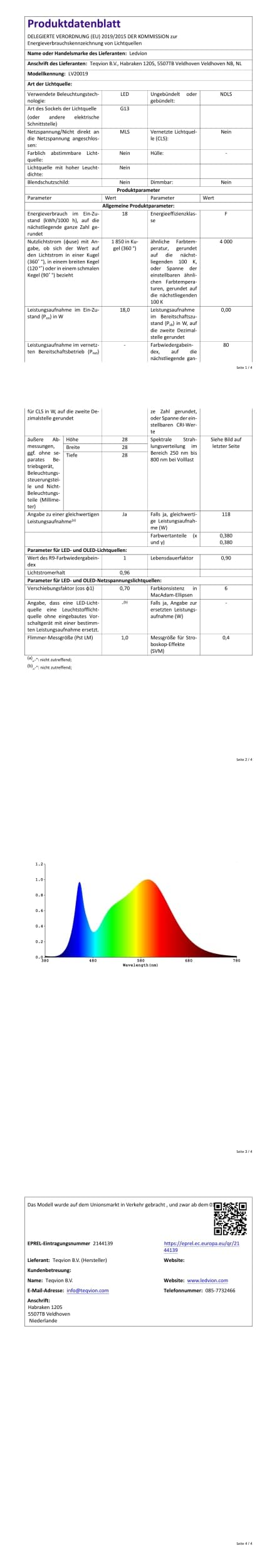 Ledvion - 25X Tubo LED TL 120CM con arrancador LED incluido, 18W, 4000K, 100lm/W, 30.000 horas de vida útil