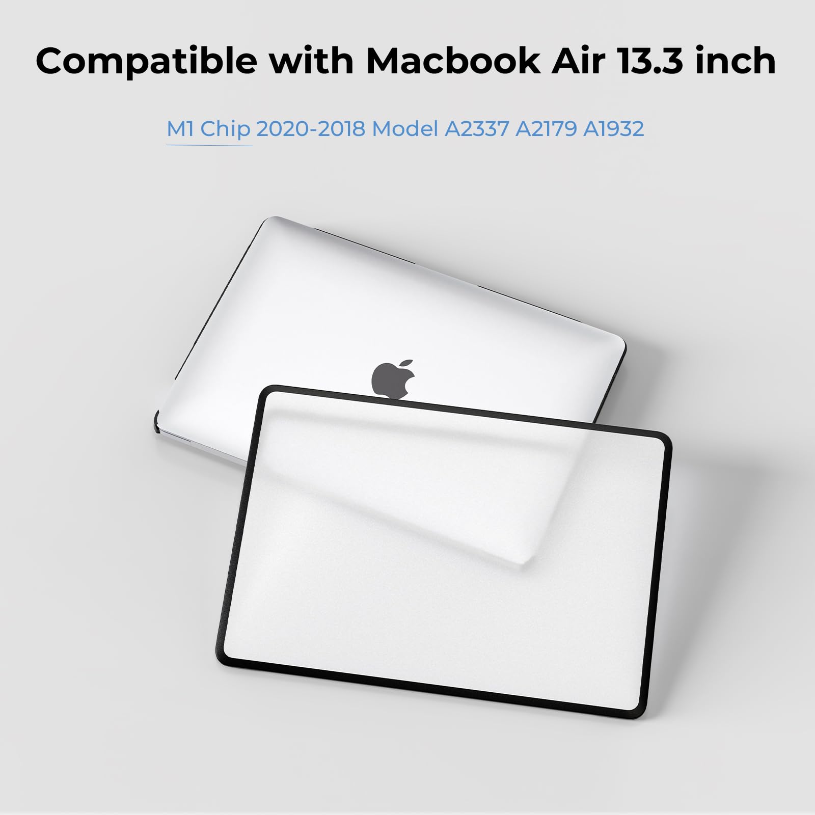 BlueSwan Anti-Cracking Hard Shell Case Compatible with MacBook Air 13 inch, M1 Chip 2018-2021 Model A2337 A2179 A1932, Anti-Fingerprint Soft TPU Bumper, Frosted Clear