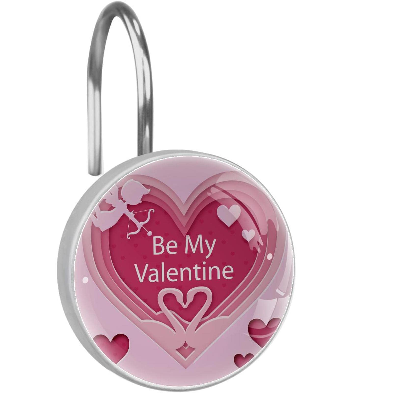 Crochets pour rideau de douche romantique motif coeur rouge amour pour une salle de bain chaleureuse