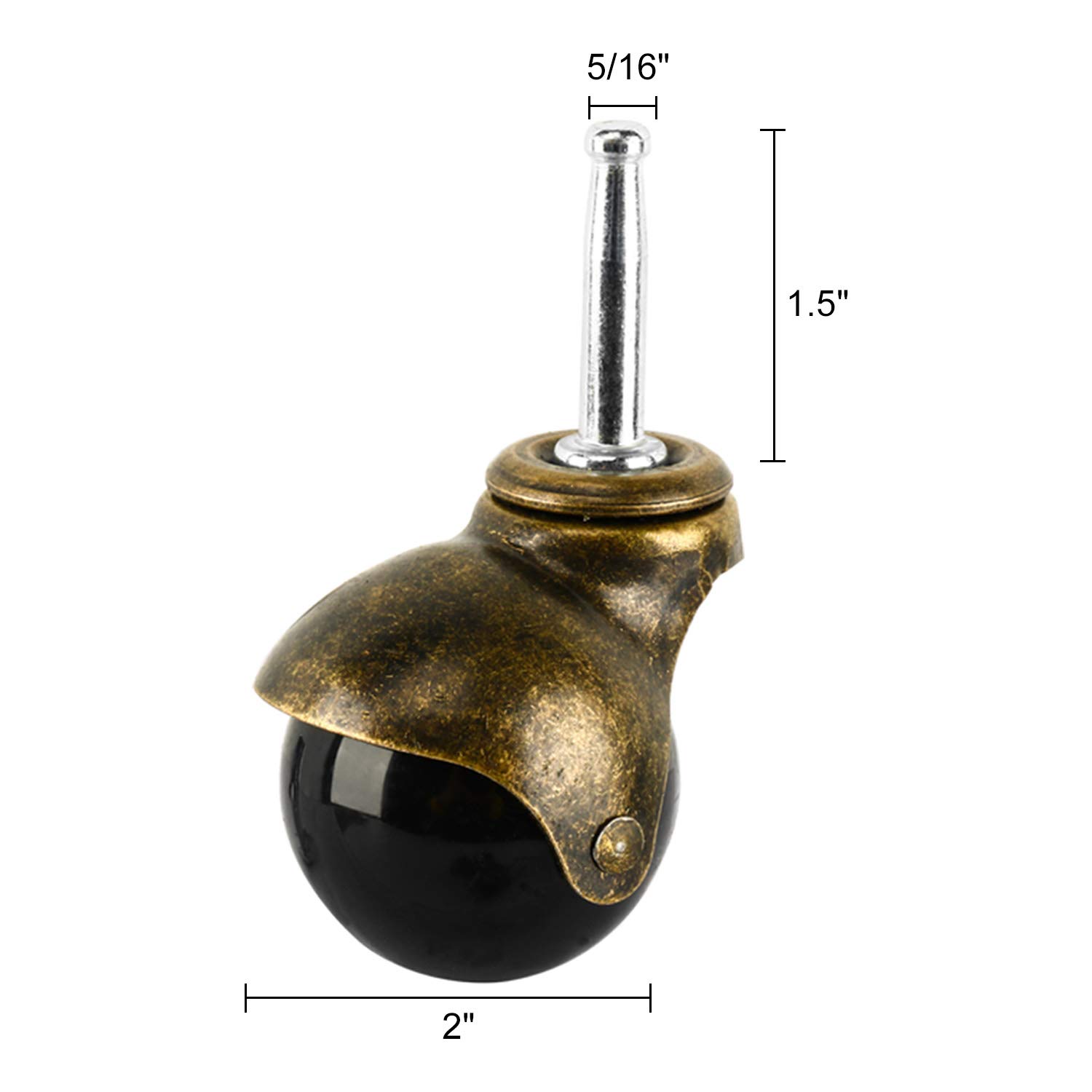 Homend 4-Pack 2-inch Antique Copper Ball Caster with 5/16