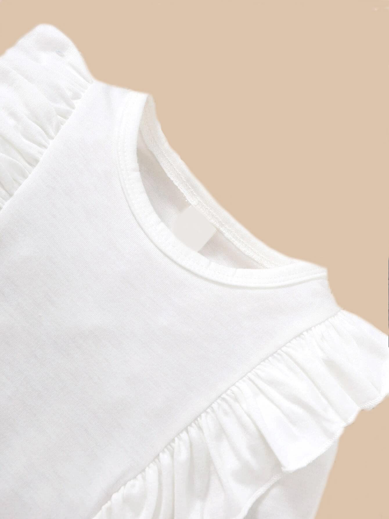 OMLI Baby Ruffle Trim Tee & Mesh Layered Hem Skirt (12-18 Month) White 1