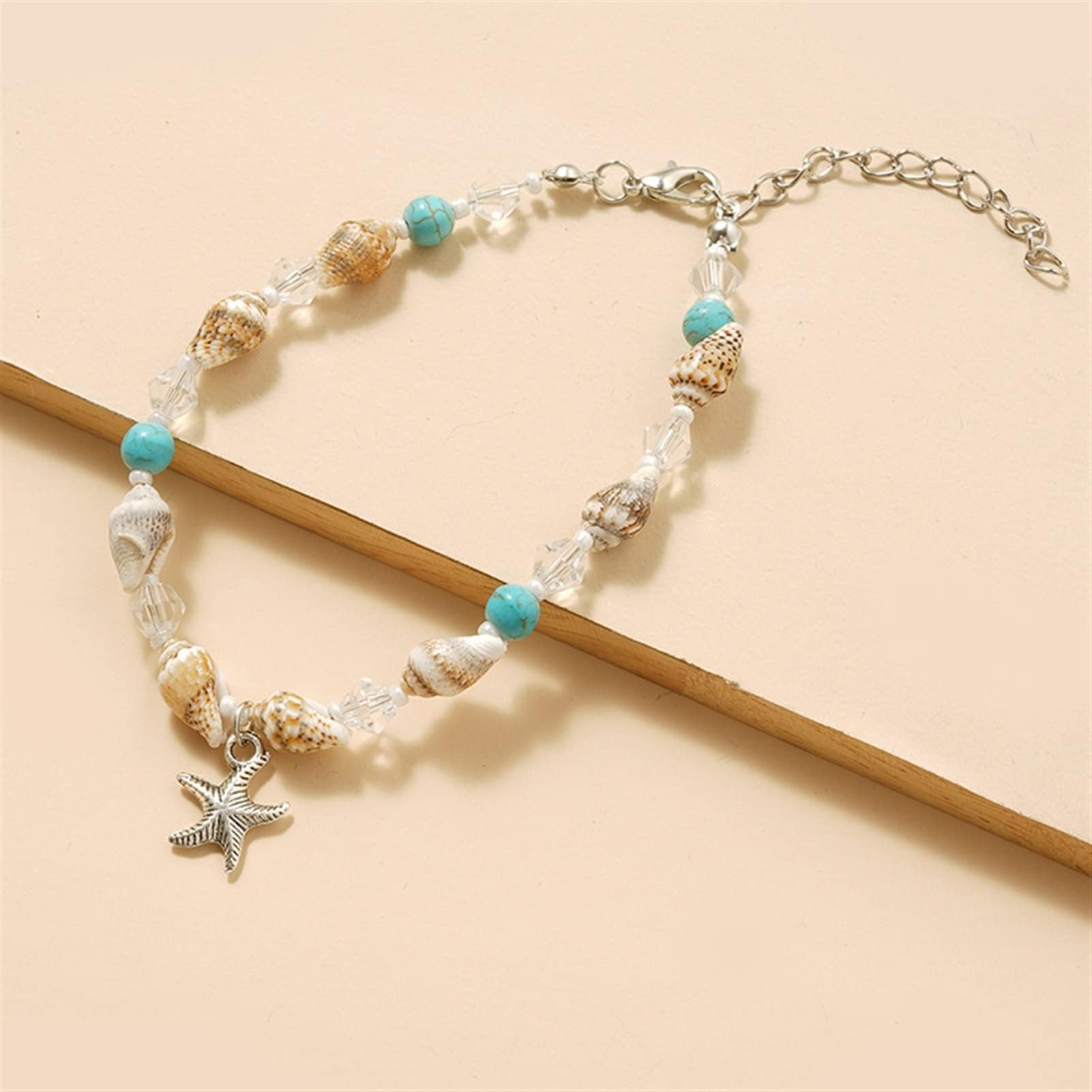 Pulseras De Tobillo Tobilleras Joyería Tobillera De Concha Cuentas De Arroz Perla De Cristal Océano Estrella De Mar Tobillera Joyería De Señora Tobilleras Ajustables Tobilleras De Mujer
