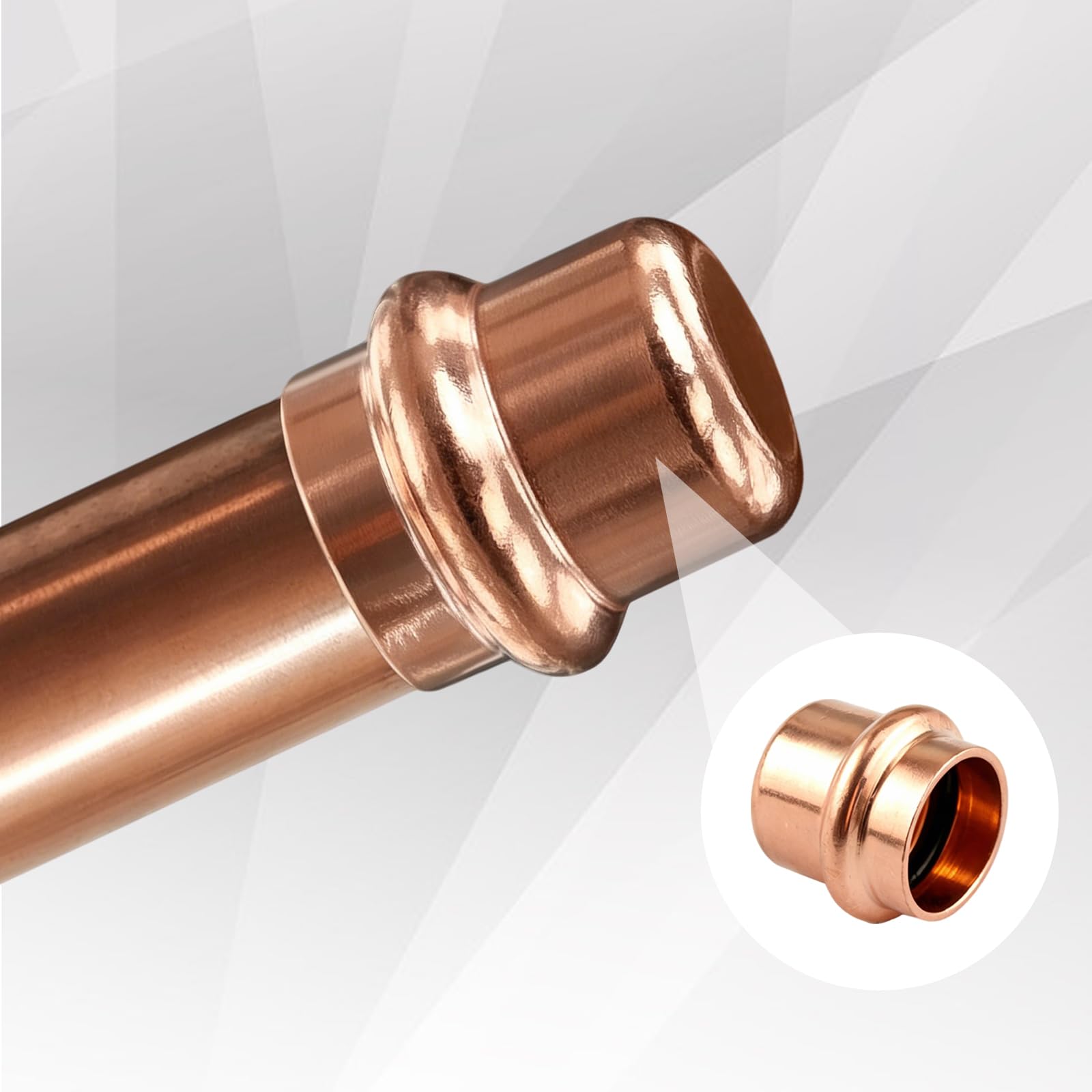 Pressfitting Stopfen 15mm: 2 Stück Kupfer Presskappe V-Kontur – Endkappe für Kupferrohr 15mm, für Trinkwasser & Heizungsanlagen