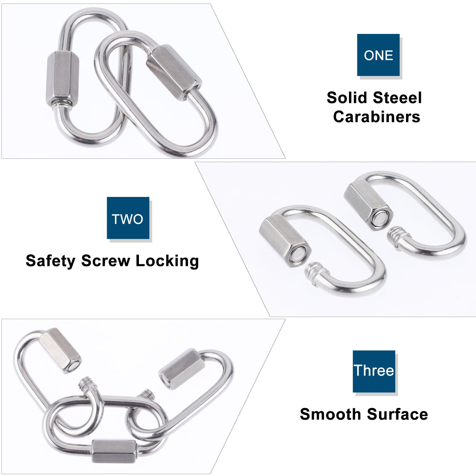 Moschettoni In Acciaio Inossidabile 304 - 4 Pezzi Per Uso Heavy Duty E Sicurezza - Foto 5