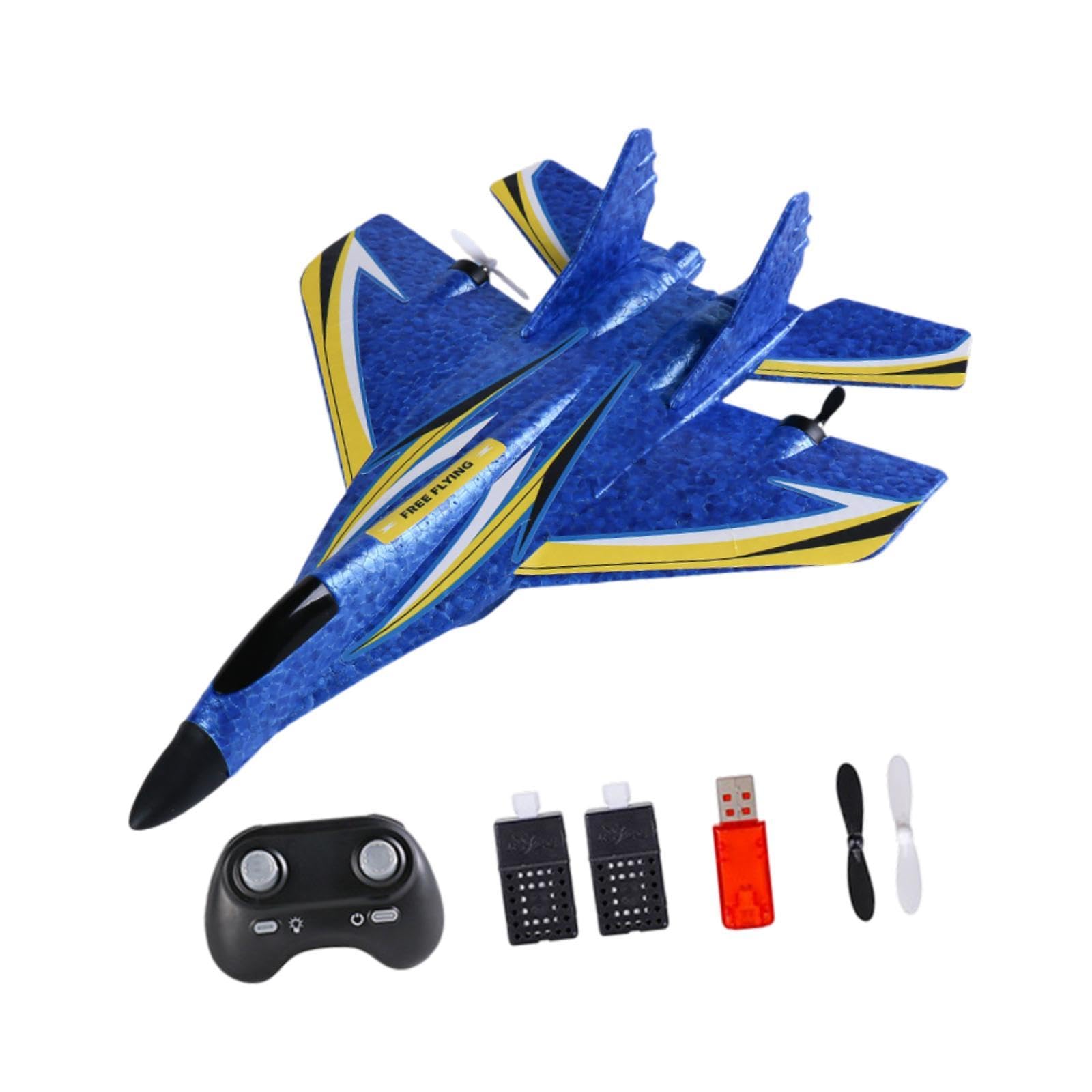 Colcolo RC Plane Foam Lightweight Sturdy with Gyro Aircraft Toy Remote Control Airplane for Beginner Boys Kids Adults Birthday Gift, Blue Two battery