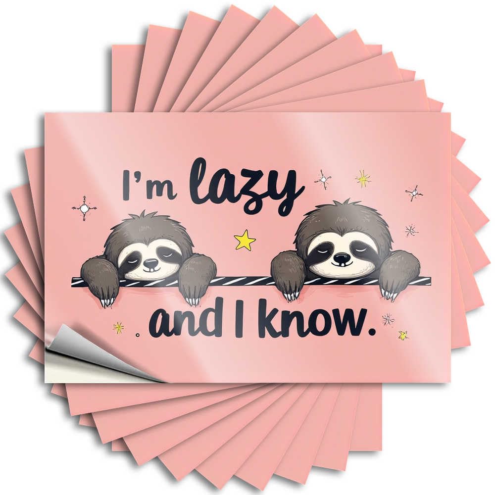 Fzfn Colour Saying Hat Book Lazy Sloths On A Pink Background For Billiards - Stuff Easy Peel Removable(12X18cm)