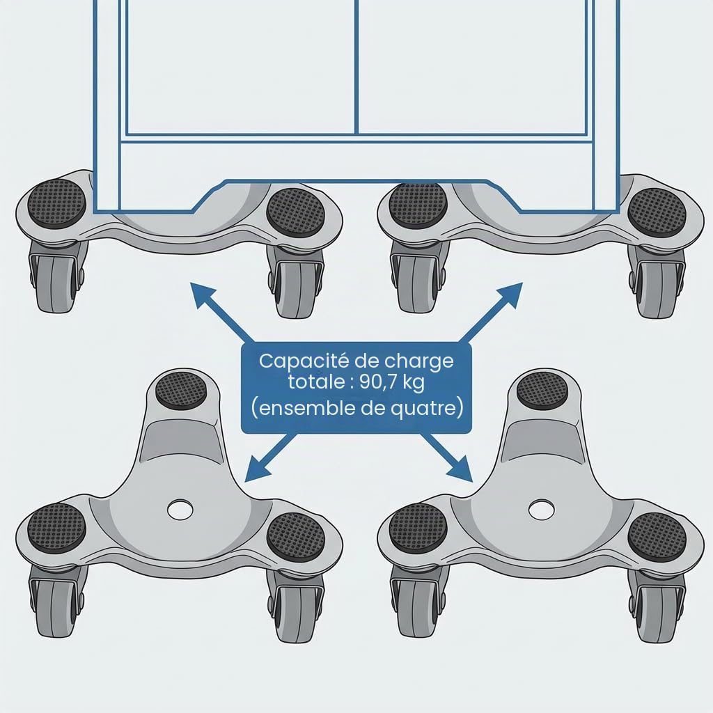 QWORK® 4 pièces 152mm Tri-Dolly en Acier, capacité de Charge de 180 kg, idéal pour déplacer des Meubles et des appareils électroménagers, Durable et Facile à Utiliser
