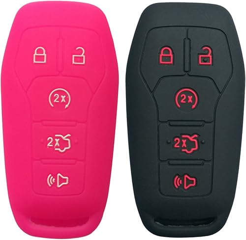 Miniatura 6 de Coolbestda Funda protectora de silicona para llavero de 2 piezas, soporte remoto para Ford Explorer Edge Mustang F-150 Fusion Lincoln MKZ MKC