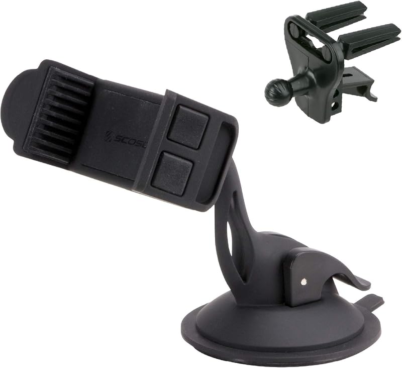 HDVM Universal 3-in-1 Vent/Windshield/Dashboard Cell Phone Holder Car Mount, Suction Cup Phone Mount with Vent Clip, Compatible with iPhone 16/15/14/13/12 & Mobile Phones up to 3.5 inches