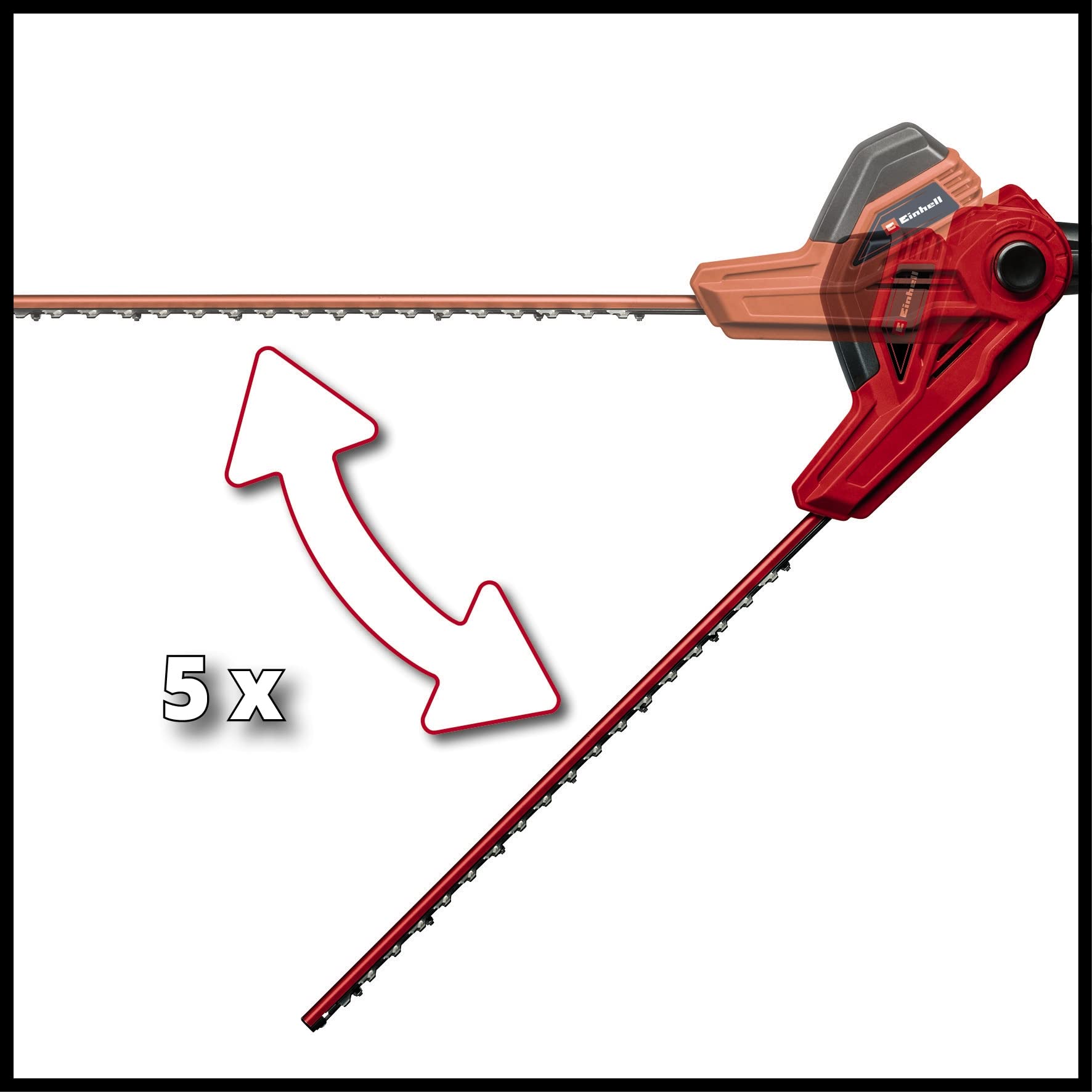 Einhell Elektro-Stab-Heckenschere GC-HH 5056 (500 W, 47 cm Schnittlänge, ausziehbar 170-250 cm, 20 mm Zahnabstand, 5-stufige Motorkopfverstellung)