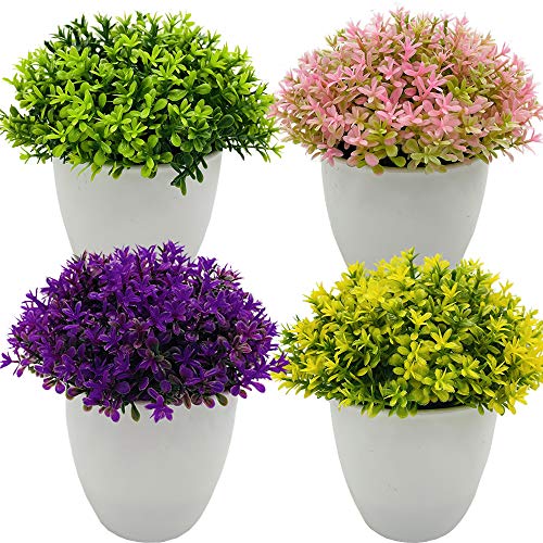 Fycooler Planta Artificial con Maceta - Hierba Flores Artificiales Decoracion, Plantas Artificiales Decorativas en Maceta-Flor Falsa Pequeña Planta para Casa Sala de Estar,Oficina,Balcón,Jardín