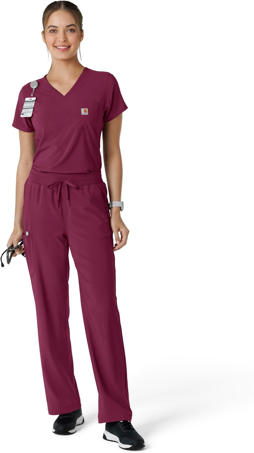 Carhartt Women's Boot Cut Scrub Pant - Wine, M - Image 4