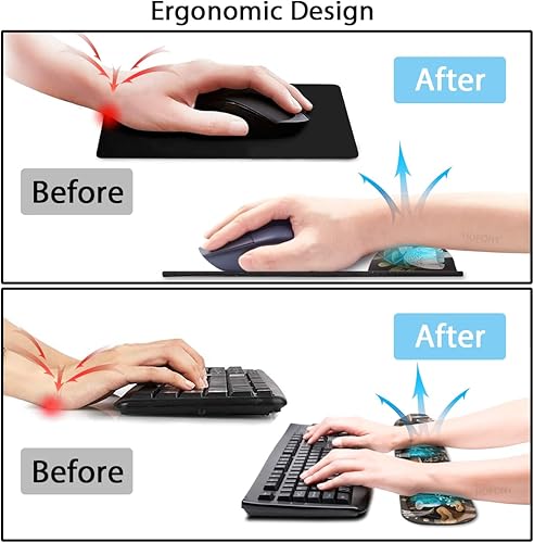 Vista 15 de Ergonomic Mouse Pad with Wrist Rest and Keyboard Wrist Rest, Memory Foam Wrist Rest for Computer Keyboard, Easy Typing, Pain Relief, Mouse Pad Wrist