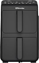 EMtronics 10L Stack Air Fryer with Dual Zone 2460W Family Size, 8 Preset Cooking Mode, Match Cook & Smart Finish Functions, 10 Litre - Black