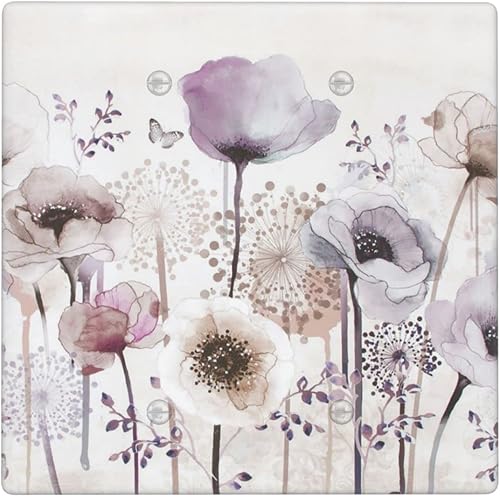 Undwery Cubierta rústica para interruptor de luz de mariposa con diseño de flores silvestres rústicas, cubierta de plástico decorativa para pared