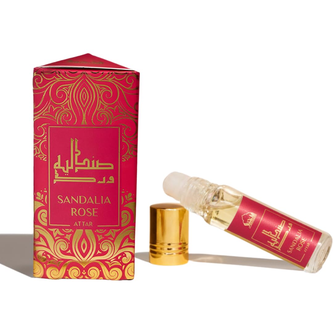 Dukhni Sandalia Rose Attar Oil Arabic Perfume Oils For Men And Women 100% Pure Ittar Roll On Perfume, Chandan, Sandal, Sandalwood Oil Eid, Ramadan Gifts, Non Alcoholic & Vegan Fragrances