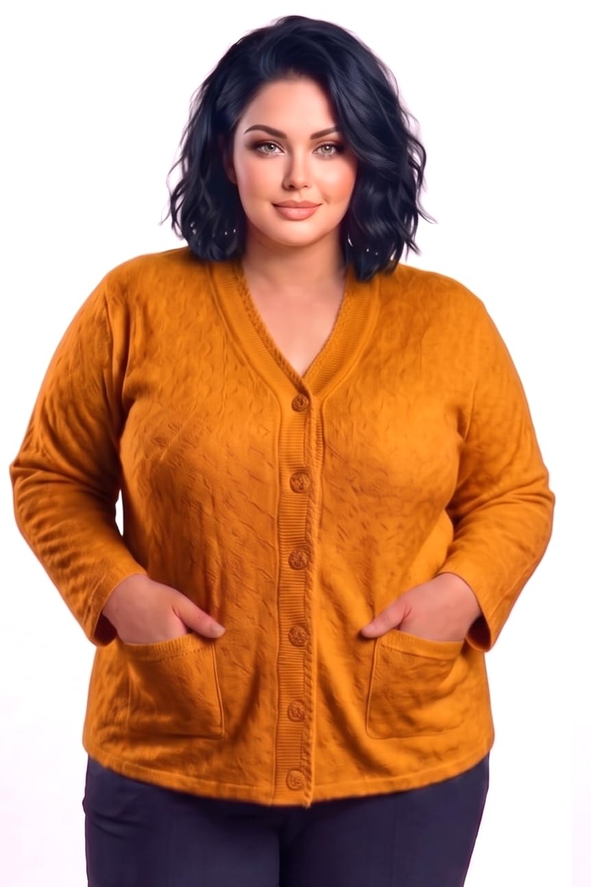Women's Casual Knit Cardigan Plus Size |Women Warm Button-Down V Neck Sweater Coat for Winter Wear-image-29