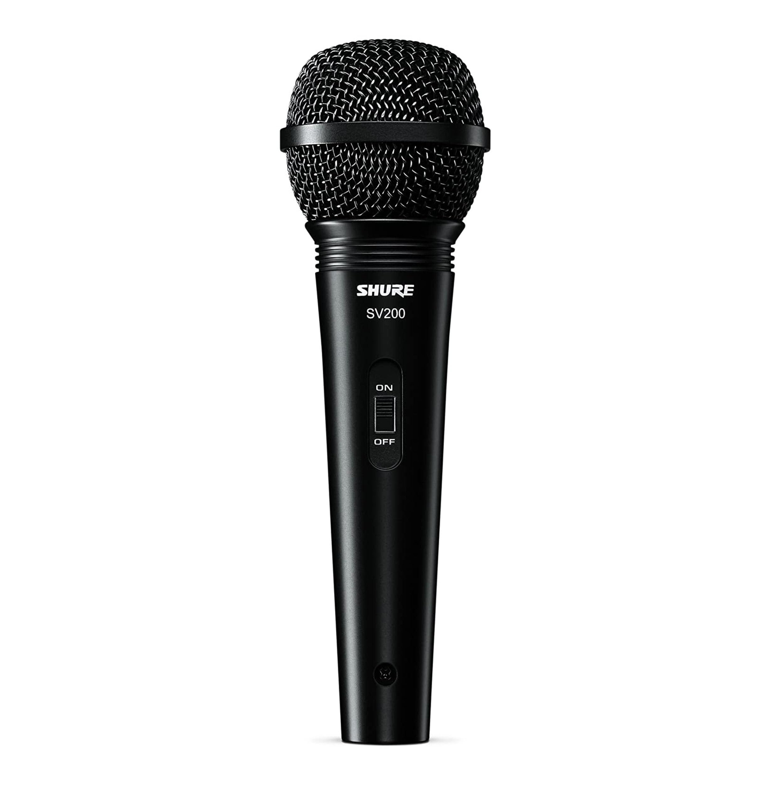 Shure SV200-W Micrófono Vocal cardioide multifunción dinámico con Rejilla de Bola Resistente a abolladuras, Interruptor de Encendido/Apagado y Cable XLR de 15 pies a 1/4 Pulgadas
