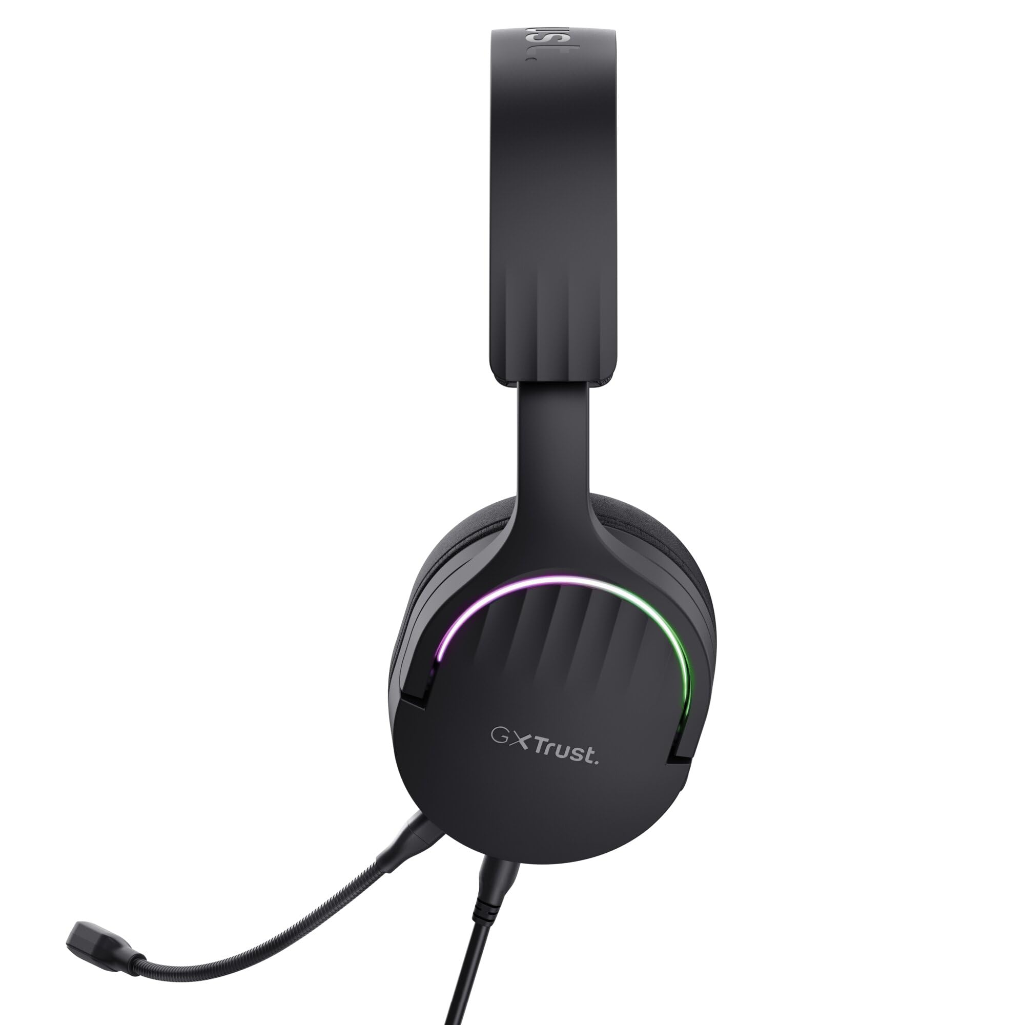 Trust Gaming GXT 490 Fayzo Casque Gaming USB Son Surround 7.1, Pilotes 50mm, Éclairage RGB, 85% Plastiques Recyclés, Casque Gamer Filaire Over-Ear pour PC PS5, Microphone Antibruit - Noir