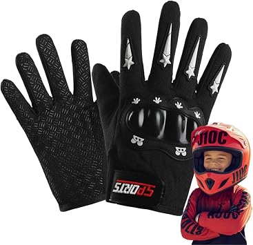 Kids Dirt Bike Gloves, Pro-Grade Protection for Childrens Mini Motorcycle, BMX, ATV, MTB - Breathable Full Finger Cycling Gloves