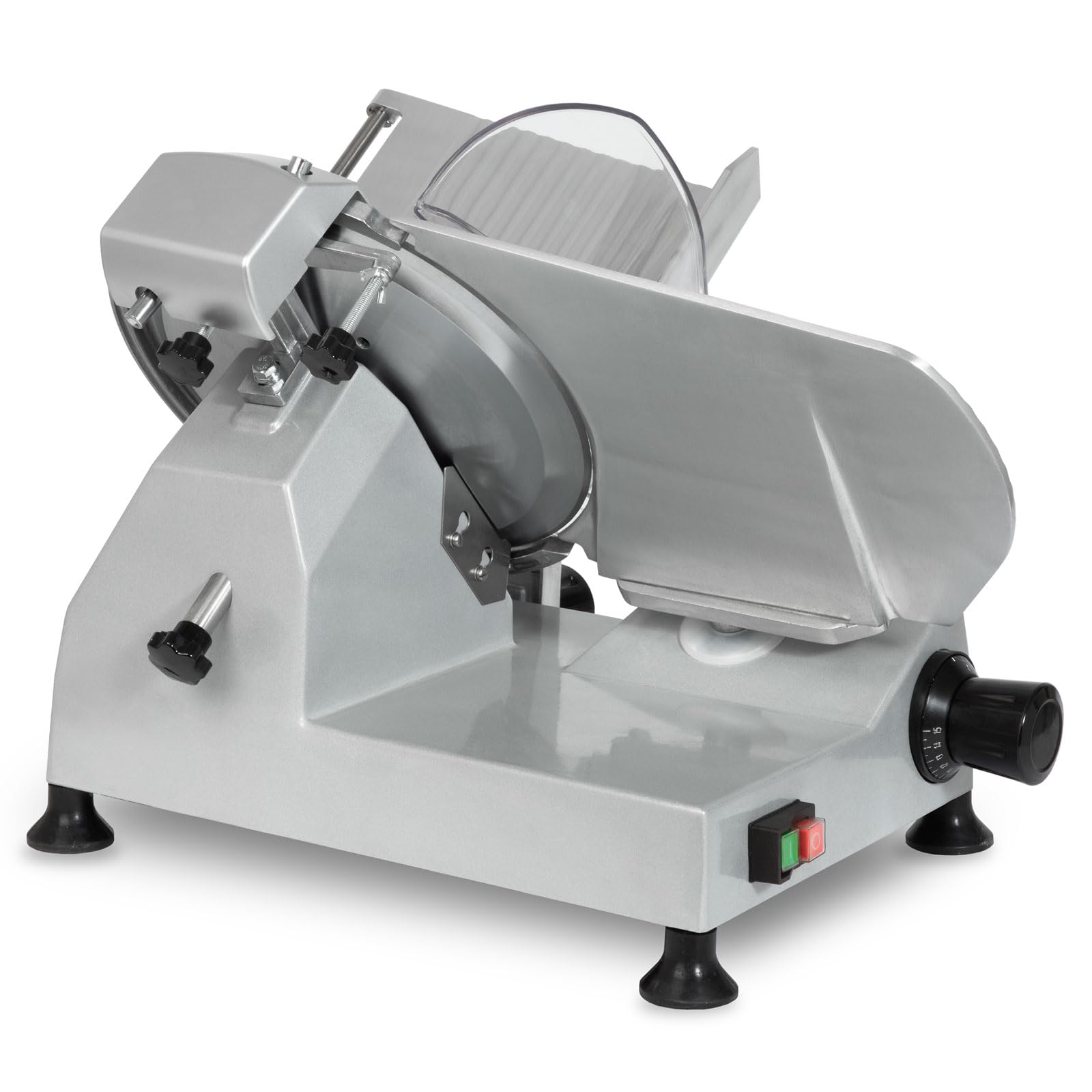 VERTES Affettatrice Elettrica Professionali con 300mm Coltello Diametro e 250 Watt, 0-15 mm di Spessore di Taglio, Interruttore di Sicurezza, Piedini in Gomma Antiscivolo, Pietra per Affilare
