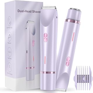 Afeitadora y recortadora eléctrica 2 en 1 para mujer, dispositivo de depilación de doble cabeza para cuerpo, línea de bikini, axilas y piernas, maquinilla de afeitar eléctrica portátil húmeda y seca