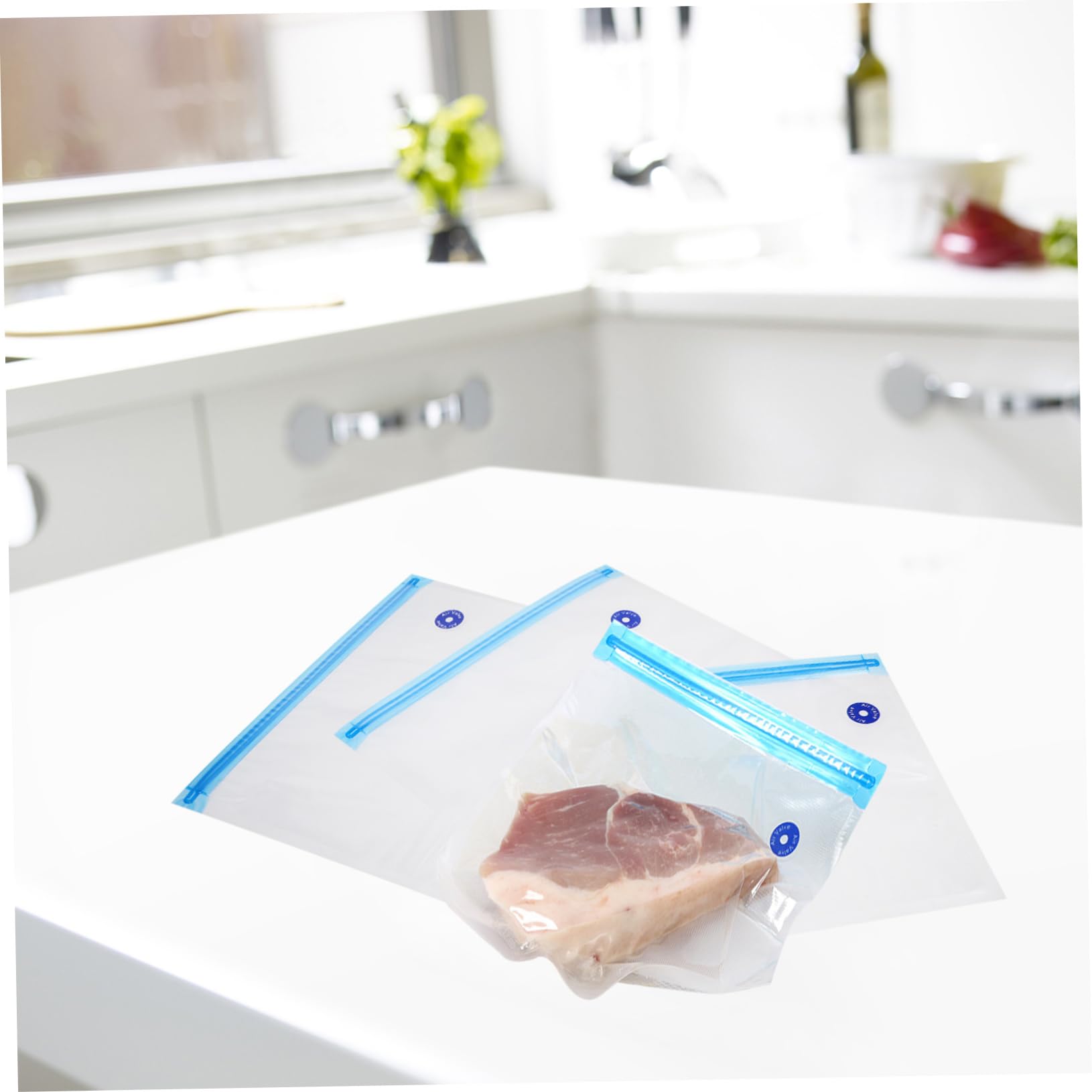 STOBAZA 1Set Vacuum Sealer Bags Reusable Food Storage Bags with Clips for Fresh Keeping for Meat Snacks and More Easy to Use and Kitchen Food Seal