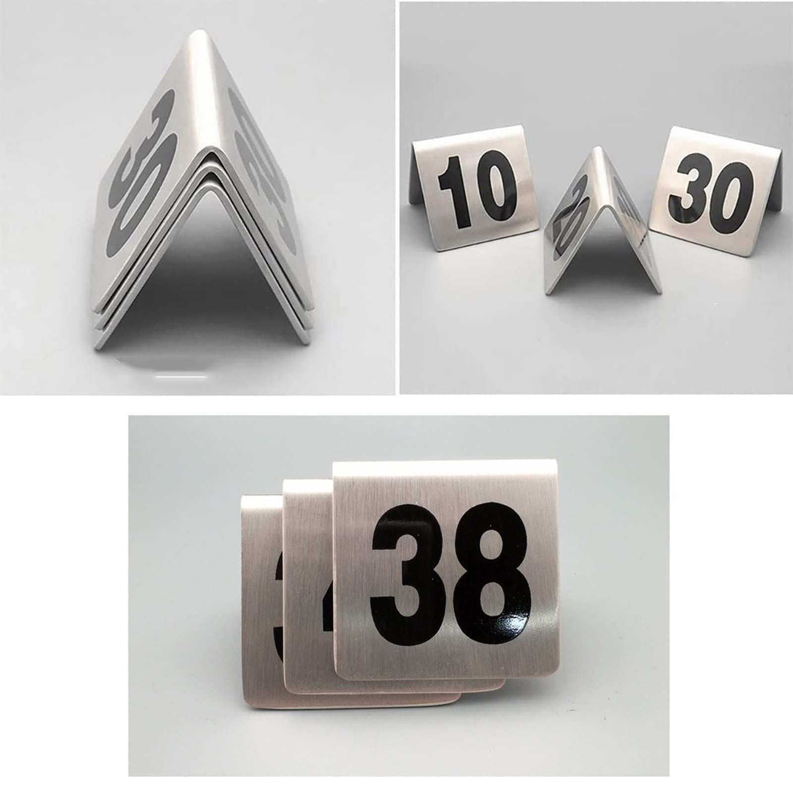 Segnale Da Numero Di Tavolo In Acciaio Inox Per Ristorante, Numero Di Tavolo In Stile Tenda 1~50 1~100 Piatto Numero, Numero Segnale Da Tavolo Doppio Lato Per Segnali Da Tavolo