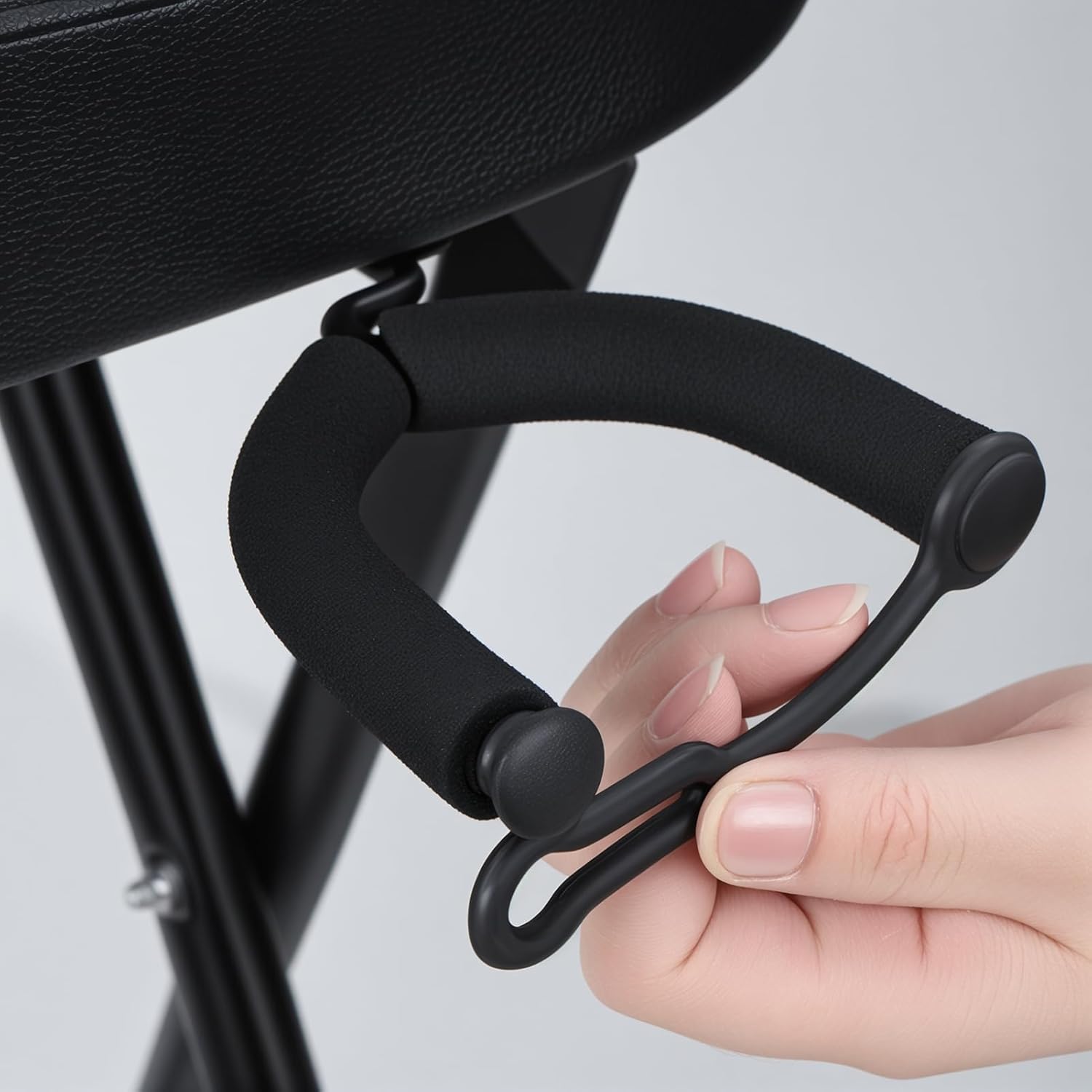 cdar Heavy-Duty Guitar Chair Stool Bench with Padded Backrest & Built-in Stand, Folding Musician Chair for Adults Portable Ergonomic Bass Stool with Non-Slip Feet Black