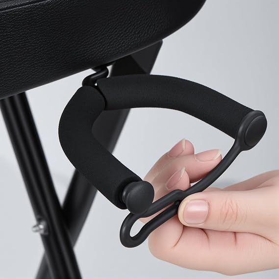 Guitar Stool Adjustable Padded Throne Chair | Standard Musician Drum Throne with Backrest Foldable, Comfortable, Durable, Lightweight, Perfect for DJs, Guitarists, Drummers Black