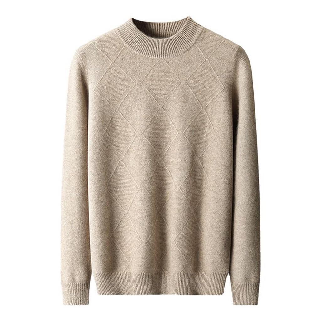 Pull en laine à col semi-haut pour homme avec doublure épaisse et rembourrée