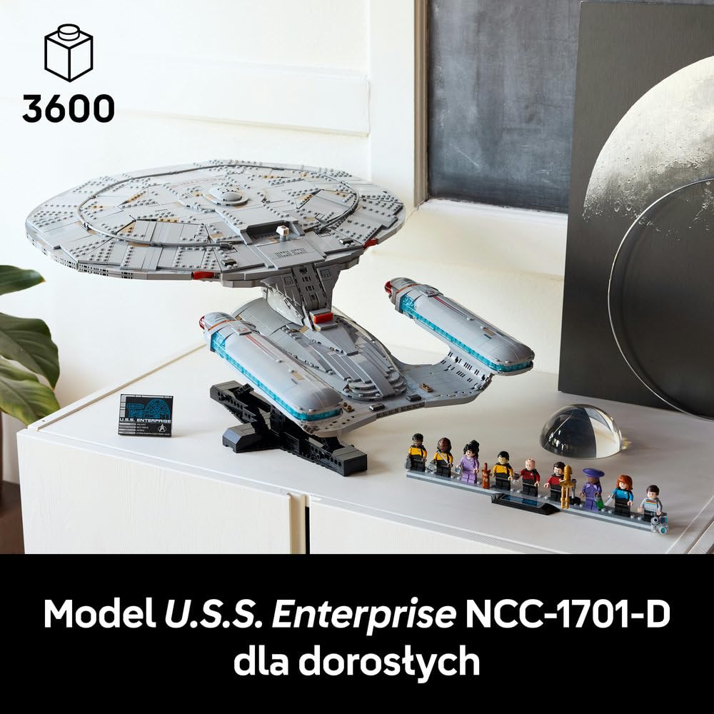 LEGO Icons Star Trek: U.S.S. Enterprise NCC-1701-D 10356 | Duży model statku kosmicznego, zestaw dla dorosłych, prezent dla fana sci-fi, dekoracja z klocków, 3600 elementów