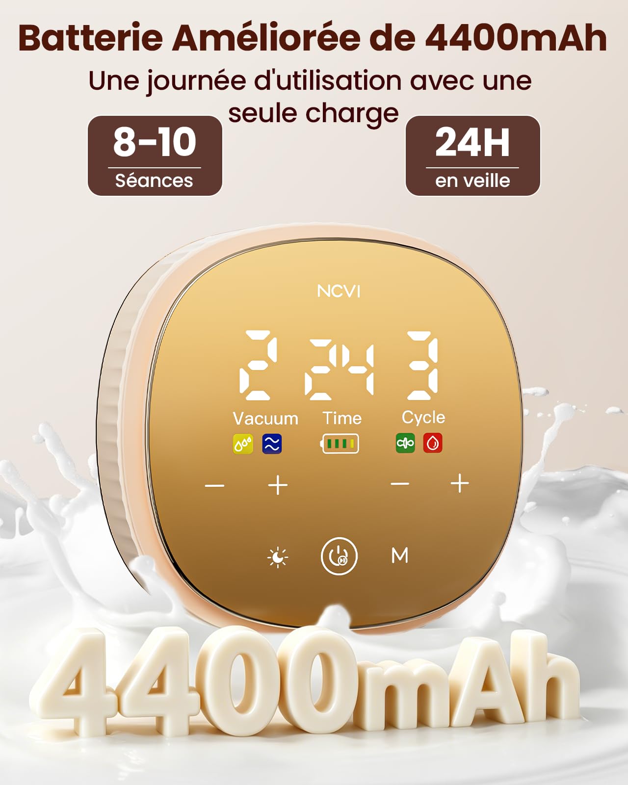 NCVI Tire-lait électrique mains libres pour les mères allaitantes, 2 en 1, 4 modes et 9 niveaux d'aspiration avec écran LED, anti-fuite, sans BPA