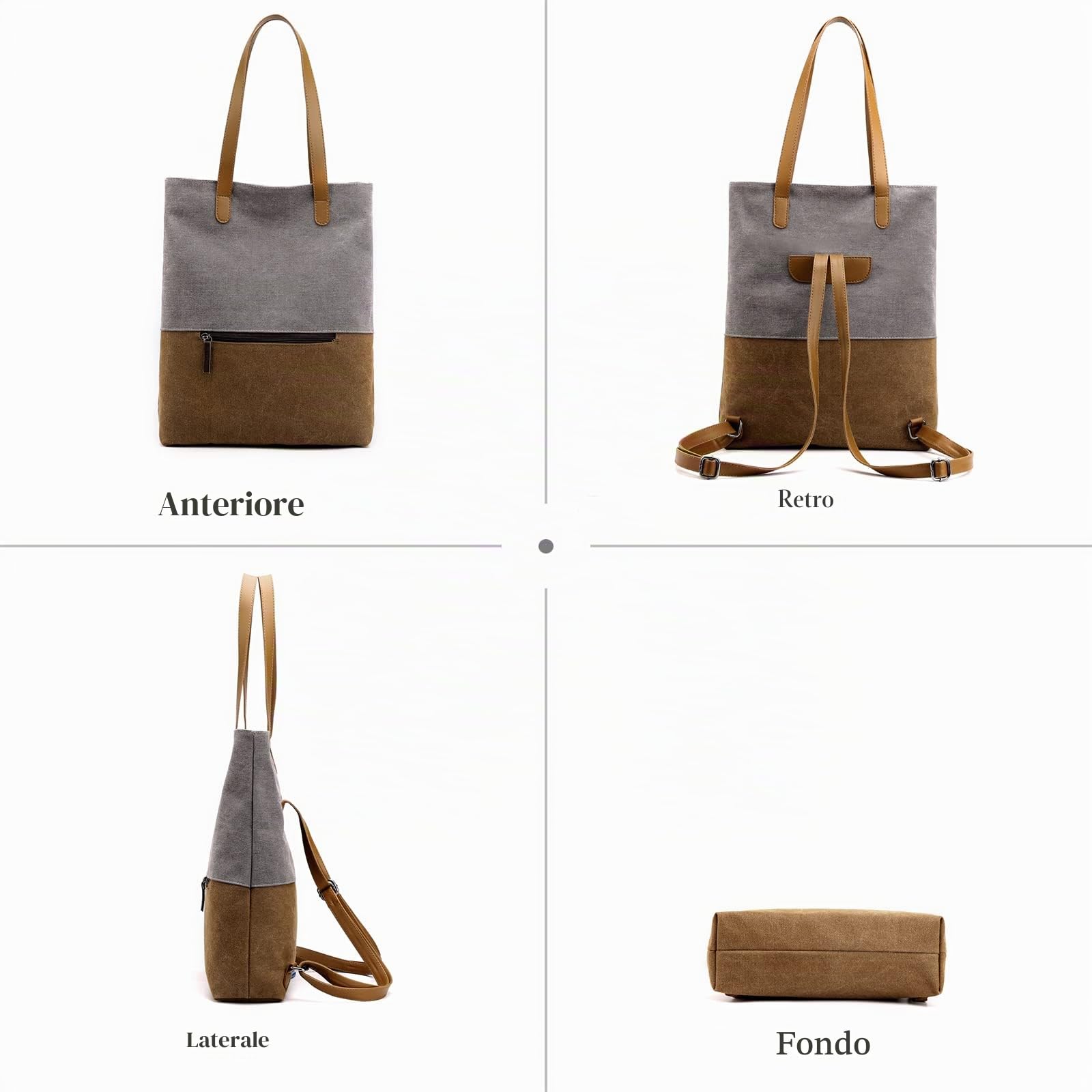 Donna Borse a Spalla Zaino in Tela Casuale Borsa a Mano Zaini Borsa Tote per Shopping Viaggio Lavoro Uso Quotidiano Blu